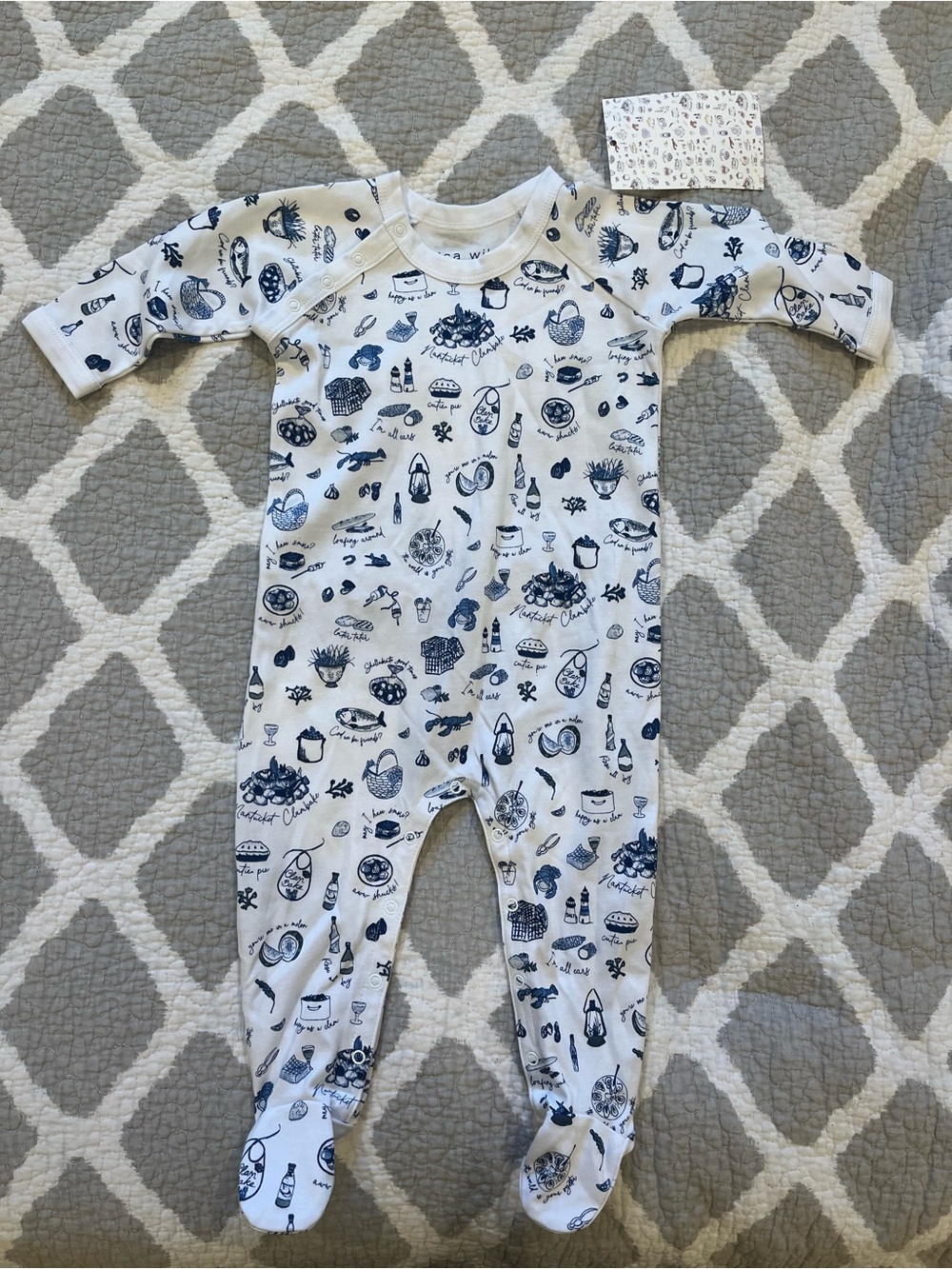 Nantucket Clam Bake style Printed Baby Footed One-Piece